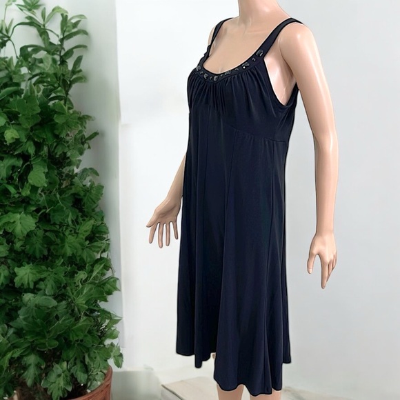 Rena Rowan Black Jewel Neckline Jersey Sleeveless Dress - Picture 4 of 16